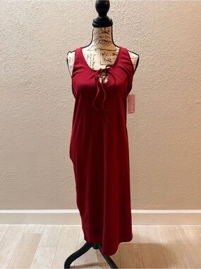 Women’s Burgundy Dress with Tie-Up Front